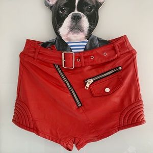 🔪UNIF🔪 Faux leather Red biker shorts - Size 25